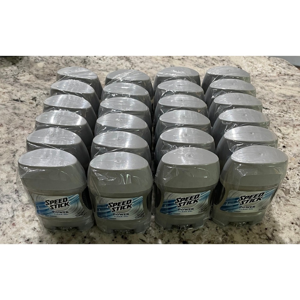 24 Pack Speed Stick Power Clear Gel Antiperspirant Deodorant Mens 3.0oz Bulk Lot